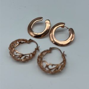 Set of 2‎ Womens new copper hoop earrings